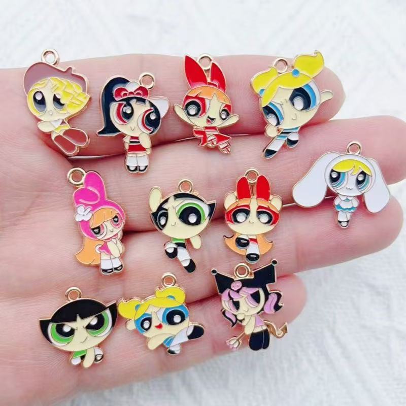 Model Kit Girls - 10pcs Alloy Oil-Dripping Cartoon Girl Pendant,