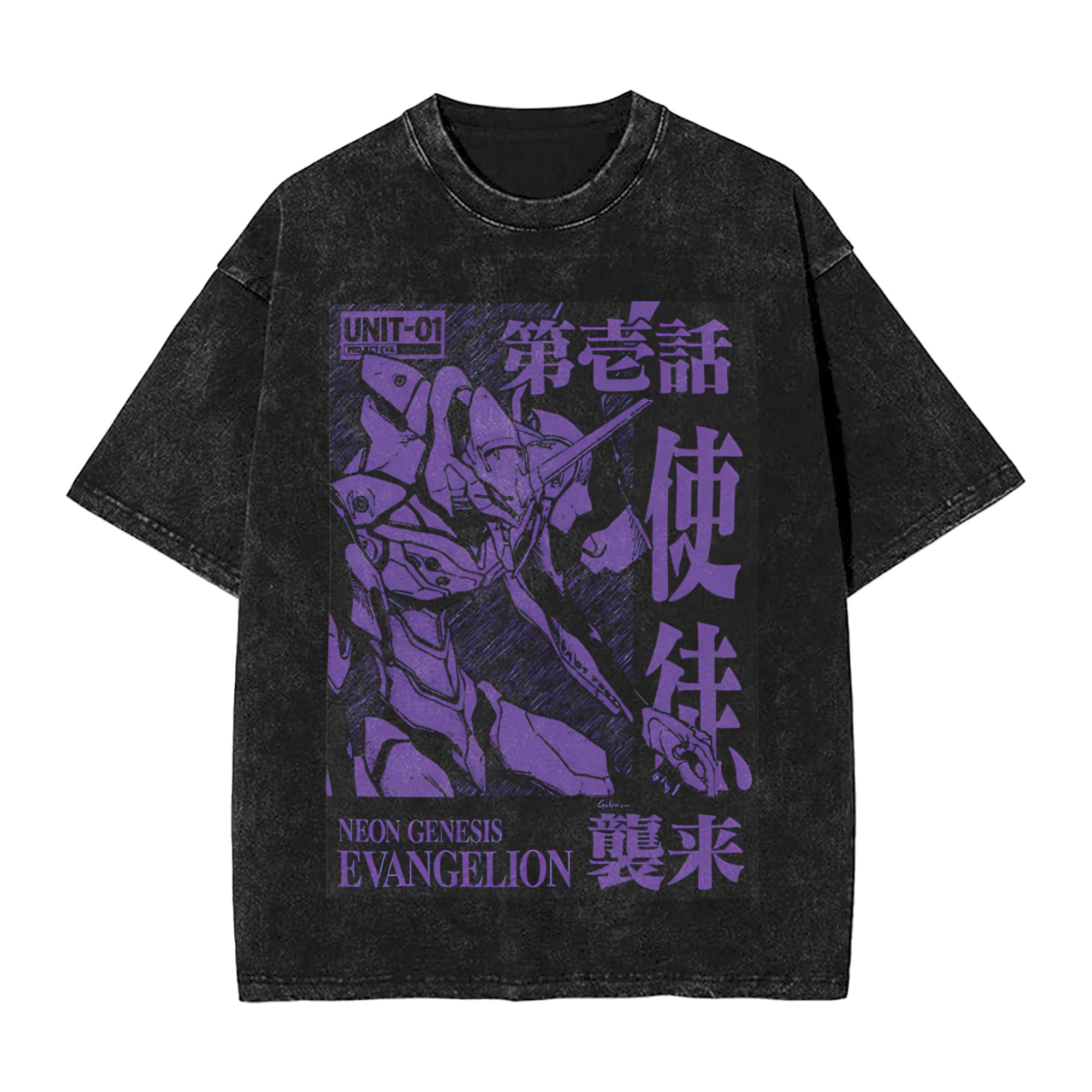 Model Kit Evangelion - EVA Unit-01 Vintage Washed T-Shirt, Neon