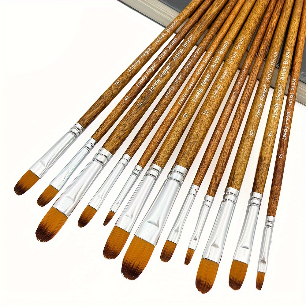 Model Kit Acrylic Paint - 12pcs Professional Artist Filbert Paint Brush